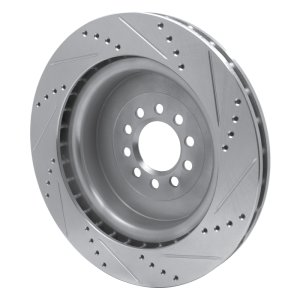 Jaguar XJR Brake Rotor (1) - Front Left - R1 Concepts - Drilled & Slotted - Silver - `03-`05